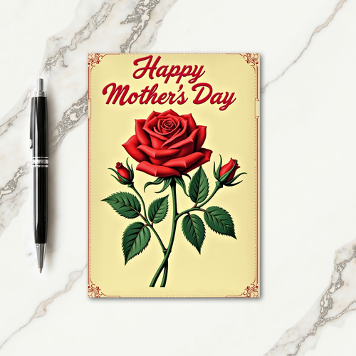 Red Rose Mothers Day Art Card