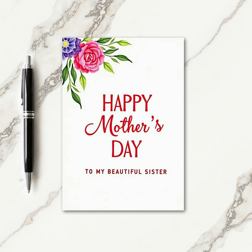 Red Rose Mothers Sister Card