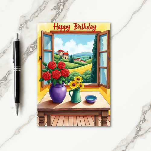 Red Roses Birthday Card
