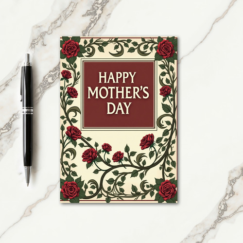 Red Roses Mothers Day Card