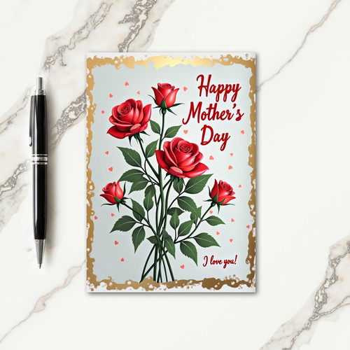 Red Roses Mothers Day Greeting Card