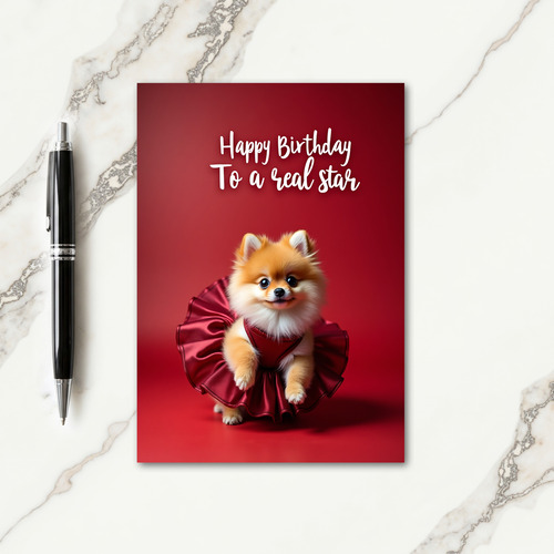 Red Ruffle Dog Birthday Card