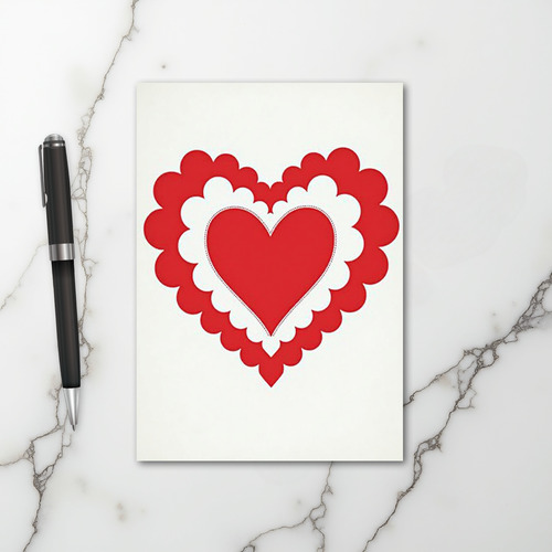 Red Scalloped Heart Love Card
