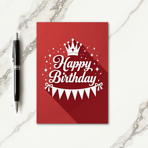 Red Script Birthday Card