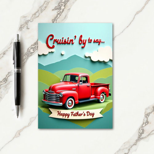Red Script Fathers Day Card