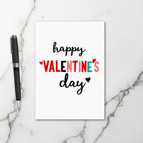 Red Script Happy Valentines Day Card