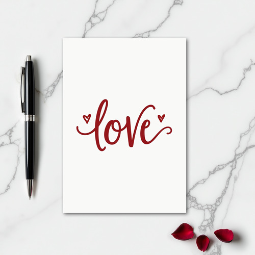 Red Script Love Hearts Card