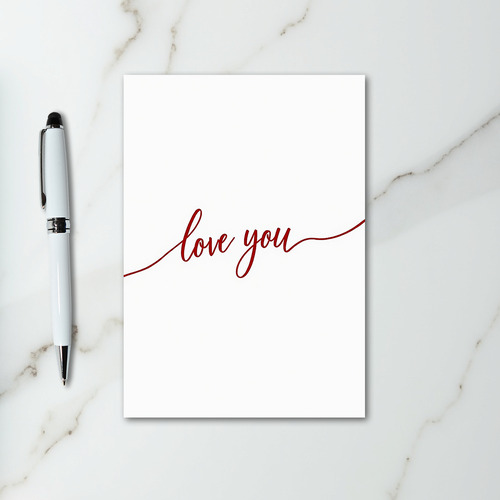 Red Script Love You Card