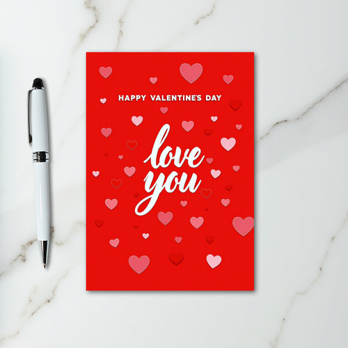Red Script Love You Valentines Day Card