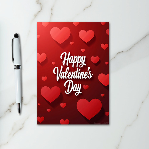 Red Simple Hearts Valentines Day Card
