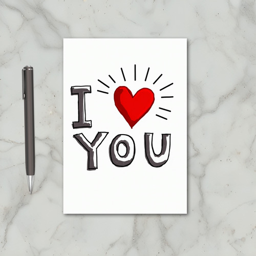 Red Sketchy I Love You Valentines Card