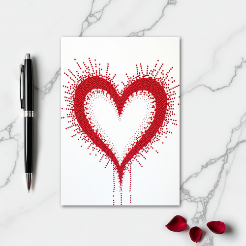 Red Sphere Heart Bursting Card
