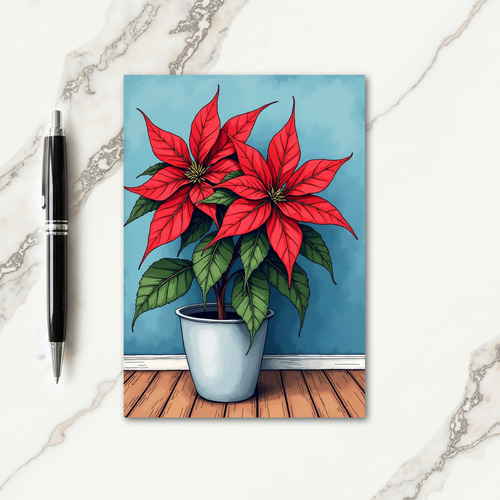Red Star Bloom Christmas Card