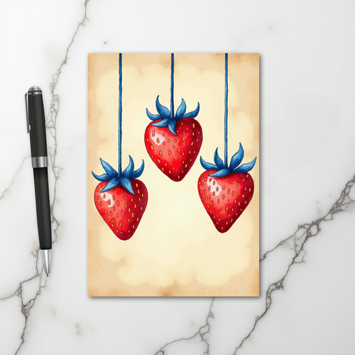 Red Strawberry Heart Card