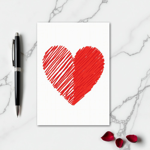 Red Striped Heart Love Card