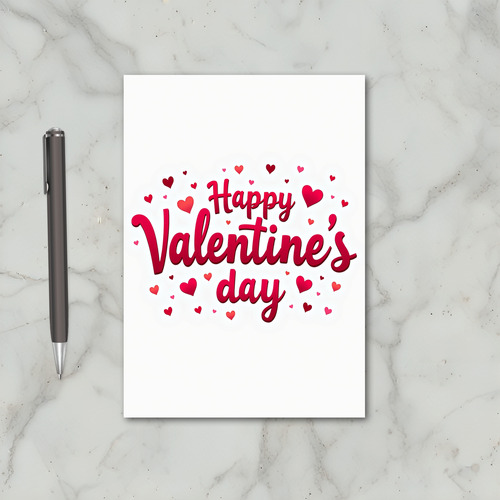 Red Sweet Script Hearts Valentines Card