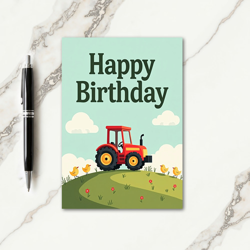 Red Tractor Birthday Card