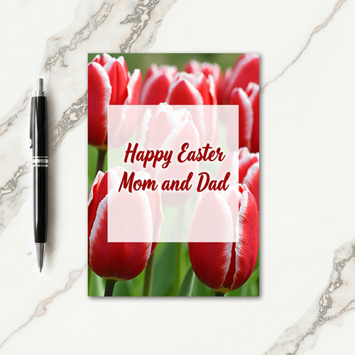 Red Tulips Easter Wishes Card