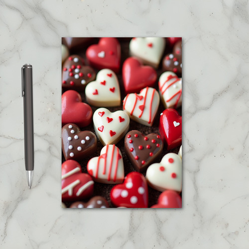 Red Valentine Chocolate Hearts Card