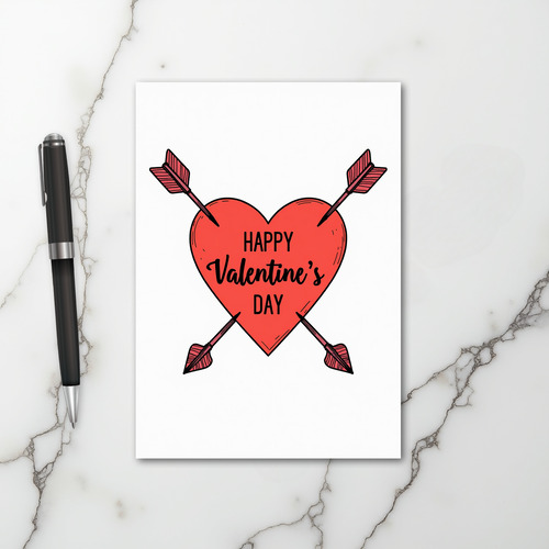Red Valentine Heart Arrow Card