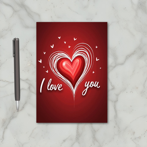 Red Valentine I Love You Heart Card