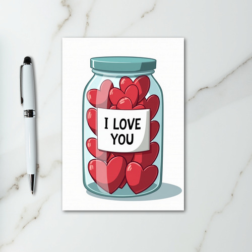Red Valentine I Love You Jar Card