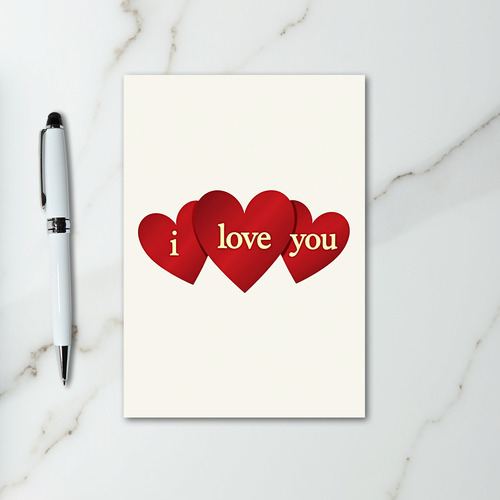 Red Valentines 3D Hearts Love Card