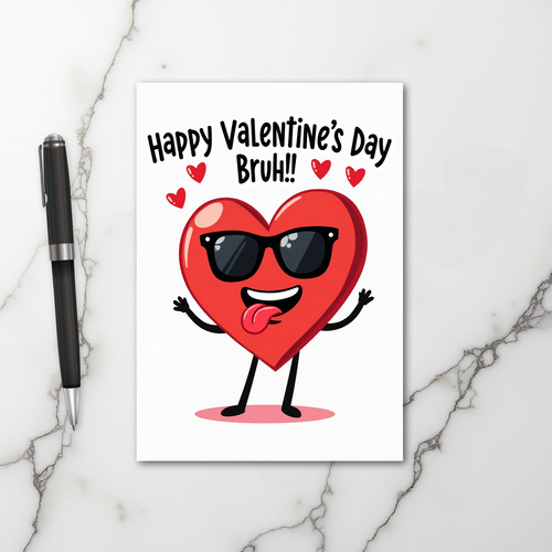 Red Valentines Day Bruh Card
