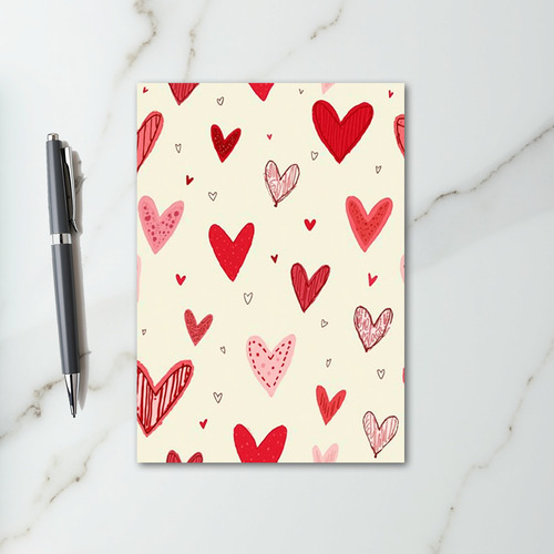 Red Valentines Day Hearts For Her Card