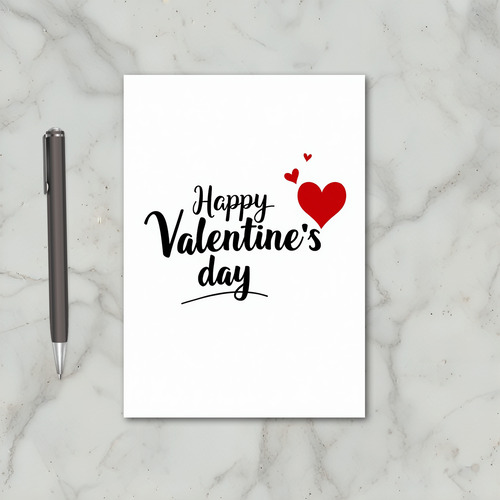 Red Valentines Day Hearts Script Card