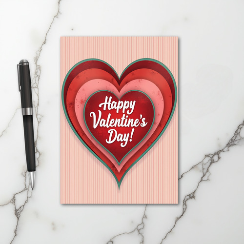 Red Valentines Day Love Heart Card