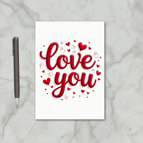 Red Valentines Day Love You Card