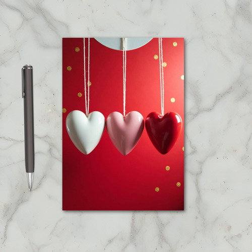 Red Valentines Glossy Hearts Card