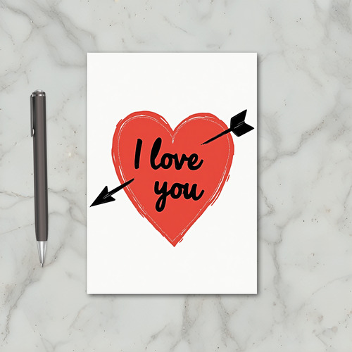 Red Valentines Hand Drawn Romantic Card