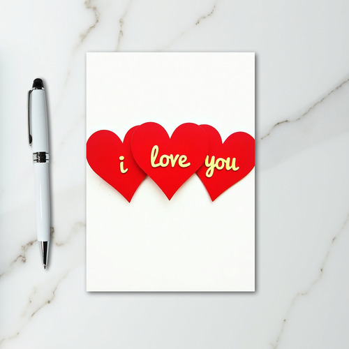 Red Valentines I Love You Hearts Card