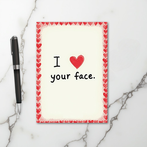 Red Valentines I Love Your Face Card