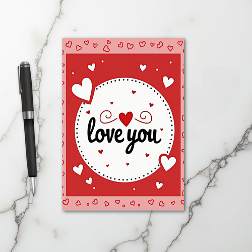 Red Valentines Love You Card
