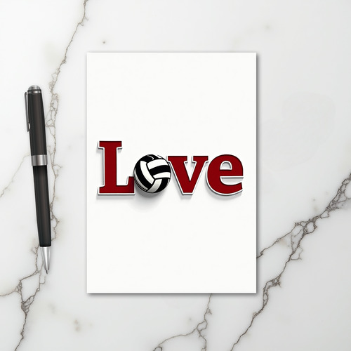 Red Volleyball Love Card