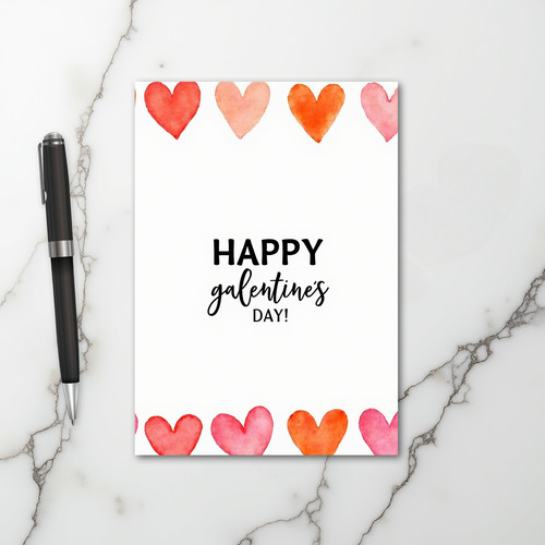 Red Watercolor Galentines Day Card