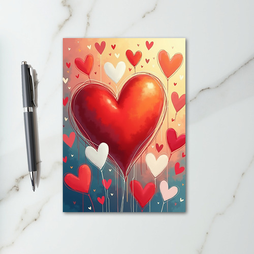 Red Watercolor Valentine Heart Card