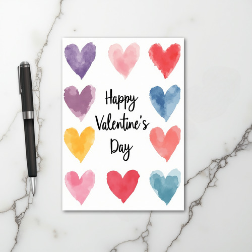 Red Watercolor Valentines Card