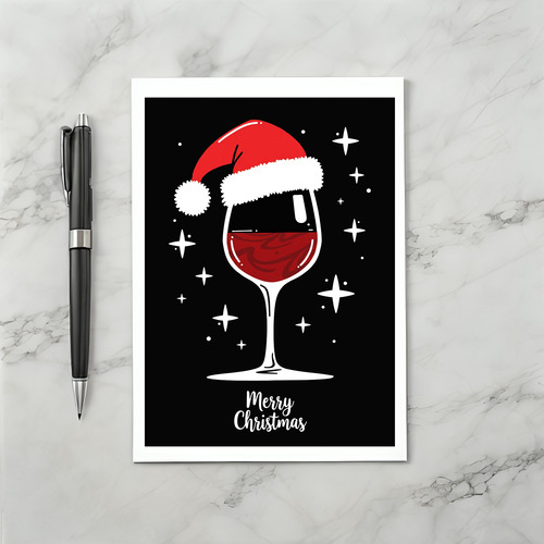 Red Wine Glass Christmas Card