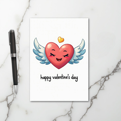 Red Winged Heart Valentines Day Card