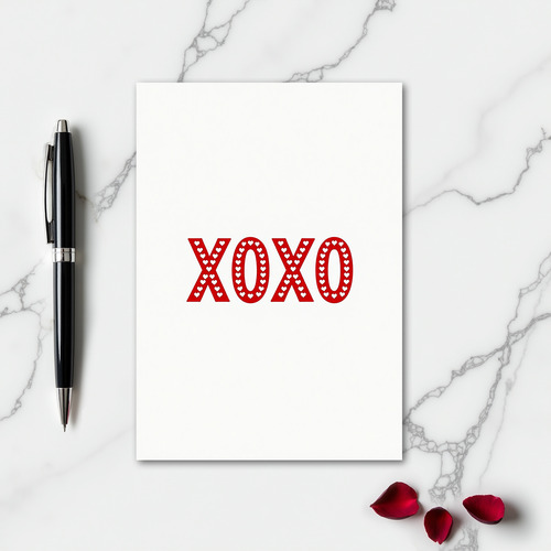 Red Xoxo Heart Pattern Card