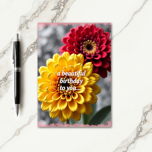 Red Yellow Bloom Birthday Card