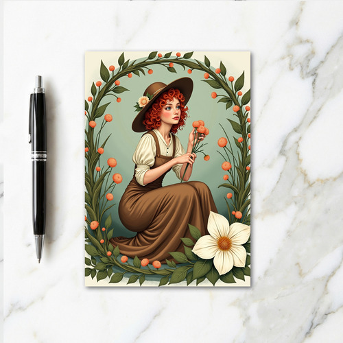 Redhead Blooms Nature Scene Card