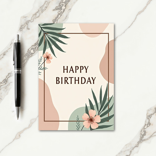Refined Leafy Birthday Card