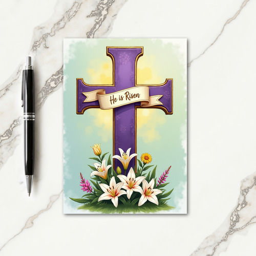 Regal Cross Floral Blessing Card