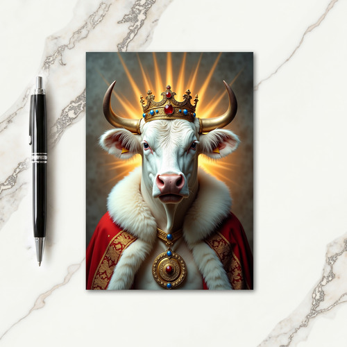 Regal Crowned Cow Birthday Card