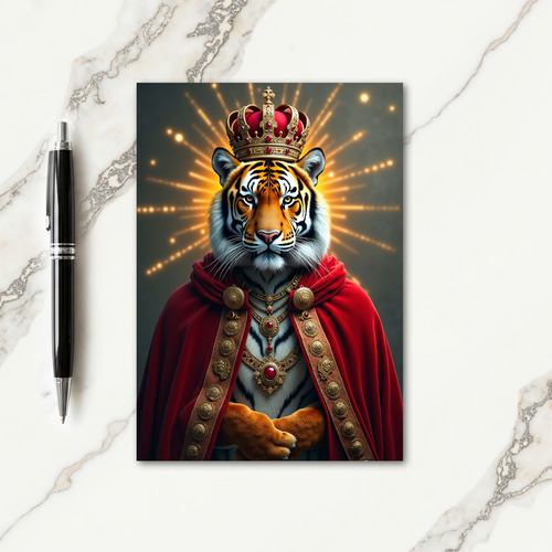 Regal Crowned Feline Birthday Card